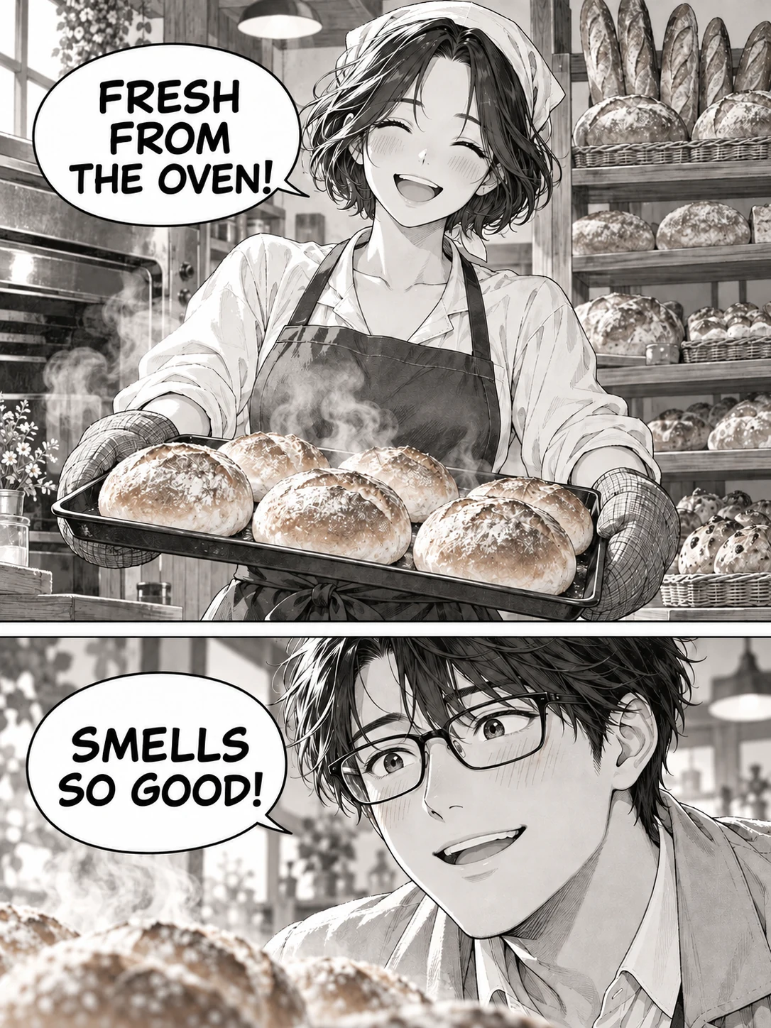 Bakery manga with English dialogue and the same artwork and panel layout
