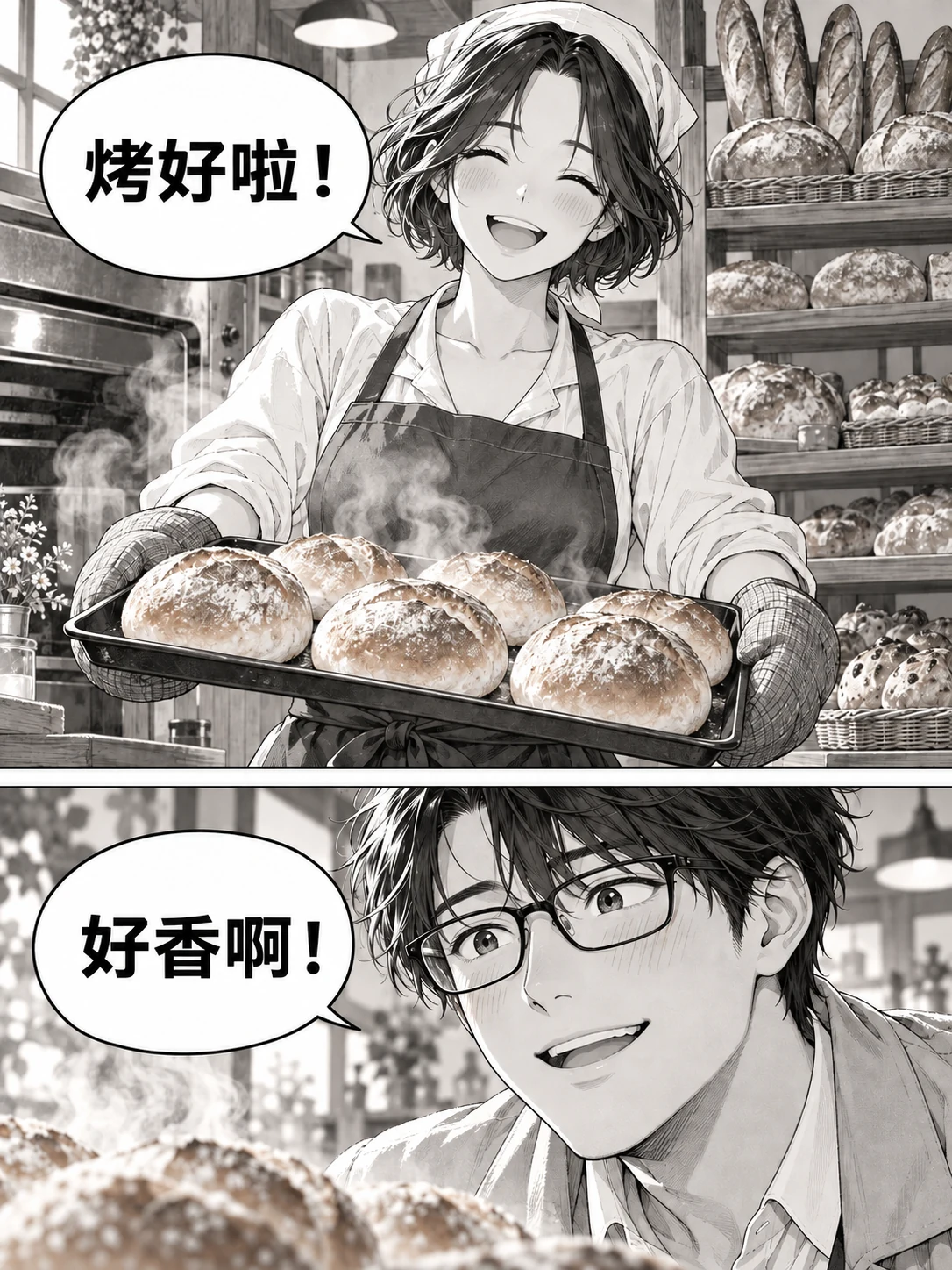 面包店漫画的中文对白版本，保留相同原画与分镜